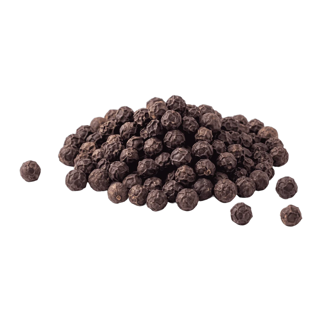 Pile of whole black peppercorns